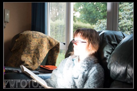 The speedlight was set on 1/32 power and a test show was taken. The result was an overblown image