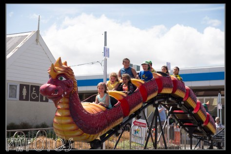 To many of the kids on this ride this will be their first roller coaster. The girl in front has supreme confidence while the two behind don't look like they are enjoying themselves