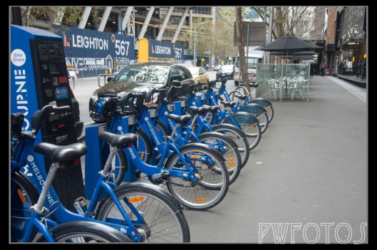 a commitment to alternative transport shown in bikes for hire at several places around the city.
