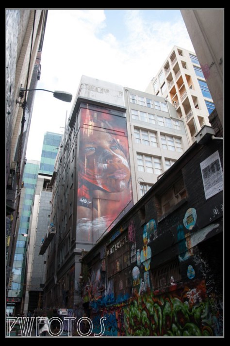 Some of the pieces are very large and are clearly commissioned pieces. This one above Hosier Lane is 4 stories high.
