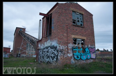 The outside of the conveyer room. We assumes that materials were loaded on the conveyer and transporter into the tower that contained the  machinery to make cement