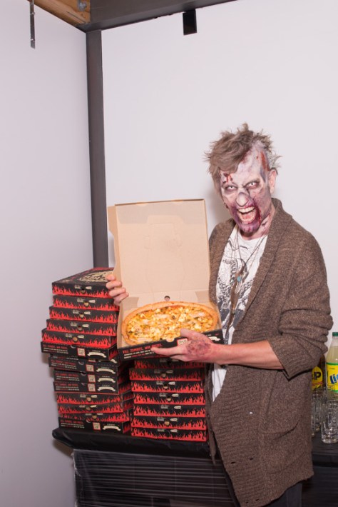 The zombie likes Pizza