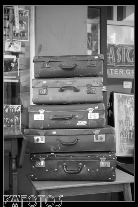 Old suitcase outside a junk shop in Dixon street