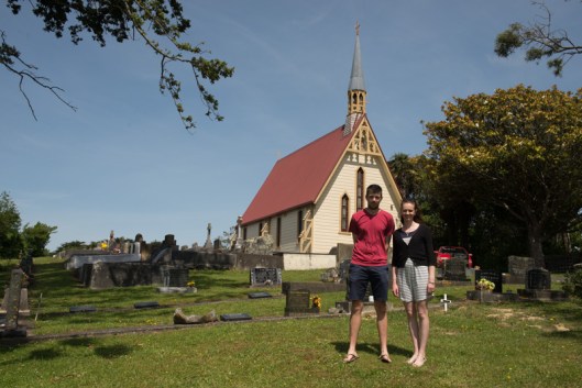 While the B&G do not want a photo of all the people at the wedding, the largest family group shot will have 25 people. We determine that this lawn area in front of the church will be fine for that. While it is in front of the graveyard the people will cover those.
