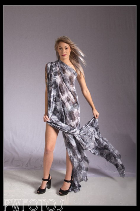 Jaica rocking a simple length of fabric aided with a large fan